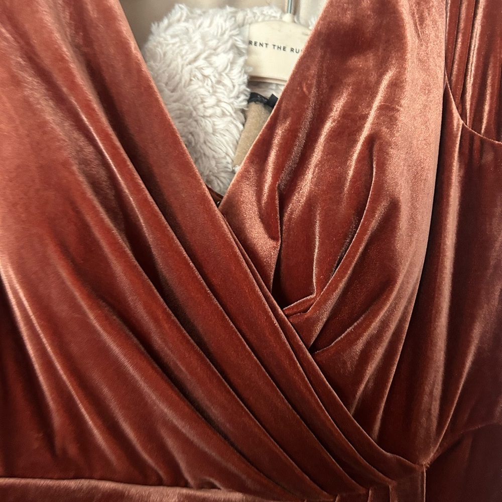 Revelry Gwen Velvet Dress In Terracotta. size 16 - Picture 7 of 7